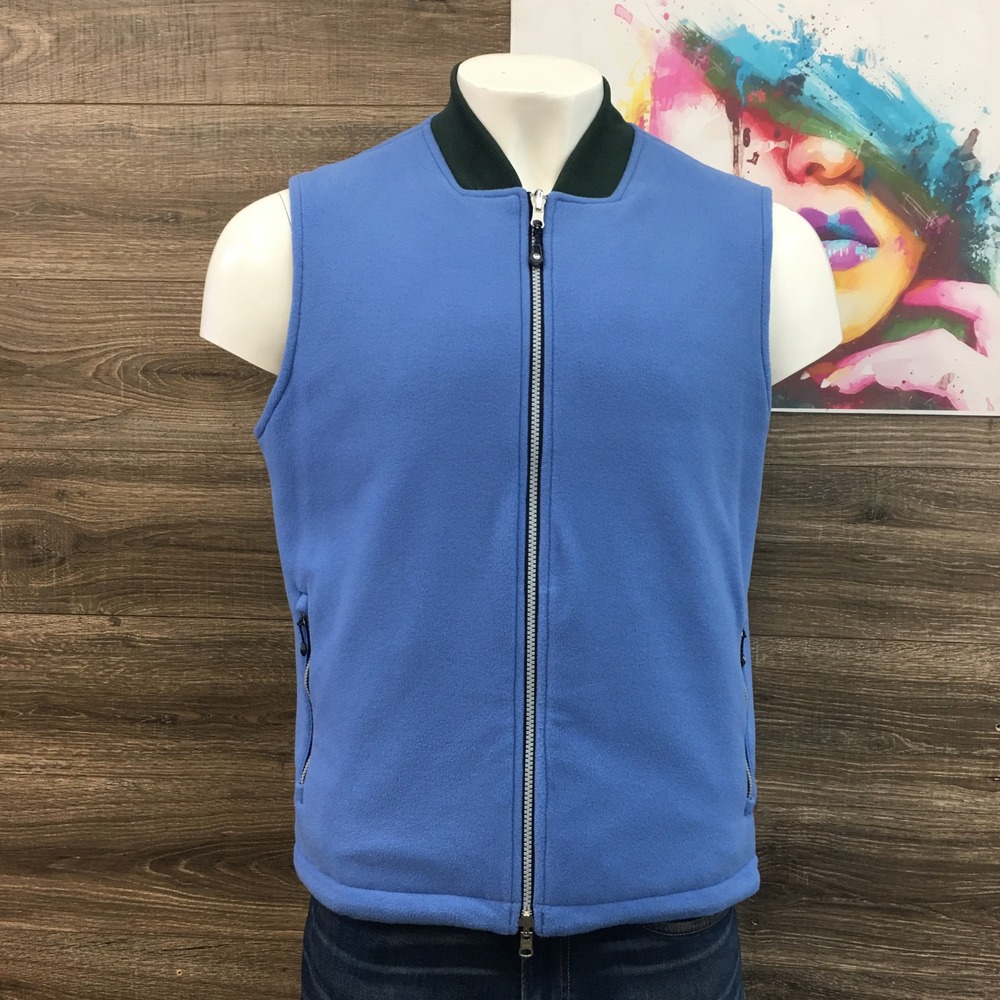 Peter Millar Thermal Block Reversible Vest Mens Blue Fleece Quilted Full Zip L